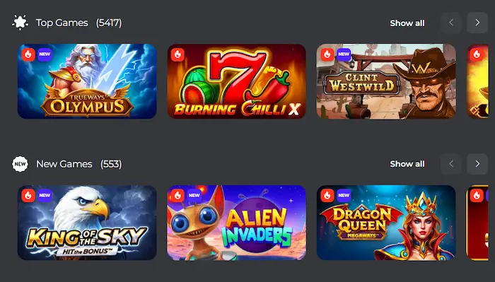 BetPRIMEIRO Casino games